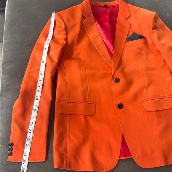Orange Men's Blazer Formal Prom Suit Jacket 2 Button Notched Lapel Size S NEW - Picture 8 of 11